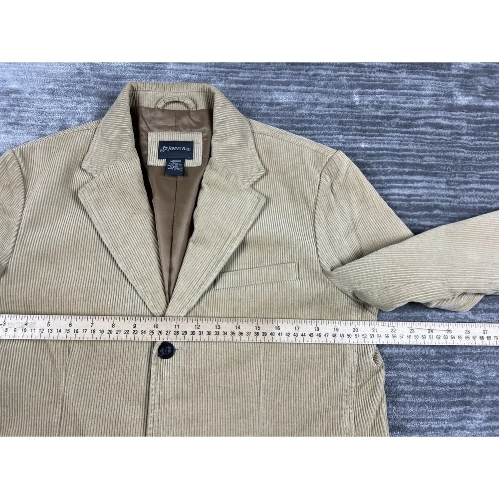 St. John's Bay Blazer Mens Medium Tan Corduroy Sport‎ Coat 3-Button Side Vent